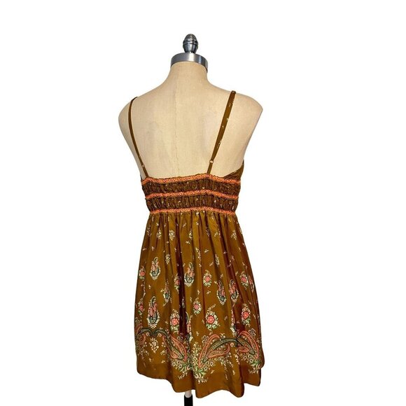 Free People Women's Boho Silk Dress Floral Size 8 Fits 6 - Picture 4 of 6